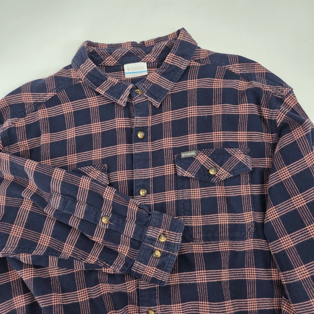 Columbia Mens Plaid Flannel Button Up Shirt Long Sleeve Outdoor Casual
